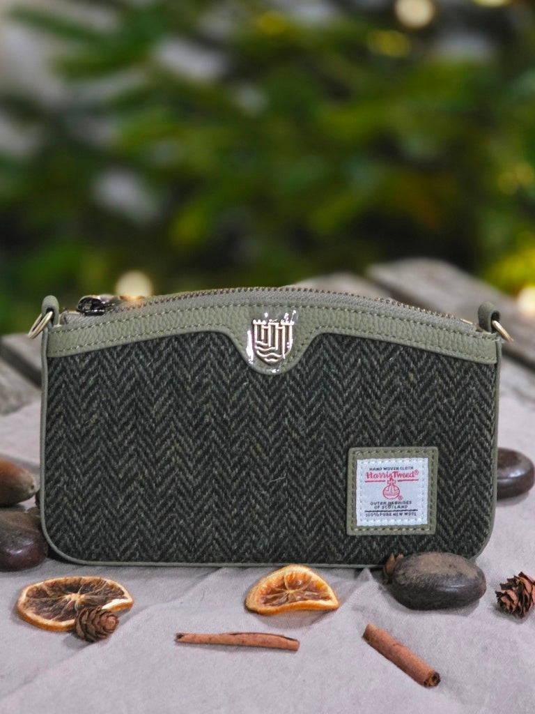 The Ailsa Leather - Dark Green Herringbone