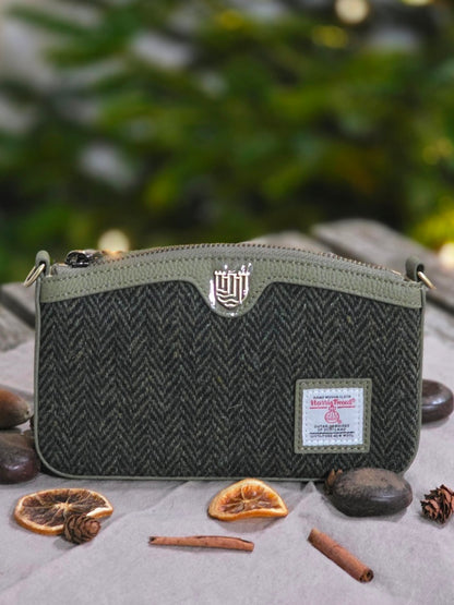 The Ailsa Leather - Dark Green Herringbone