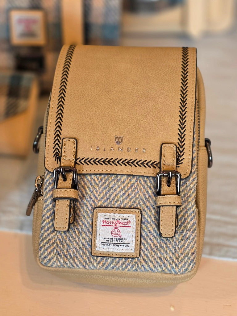 The Baby Jura Crossbody Blue and Cream Herringbone
