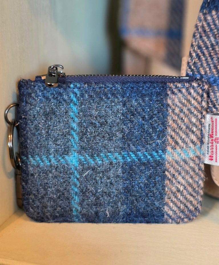 The Card Zip Wallet Navy-Beige Tartan