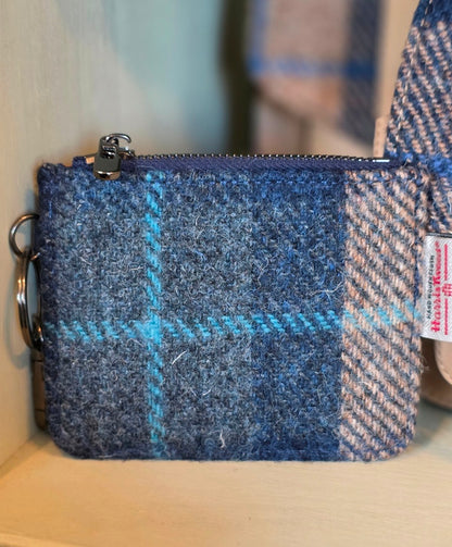 The Card Zip Wallet Navy-Beige Tartan