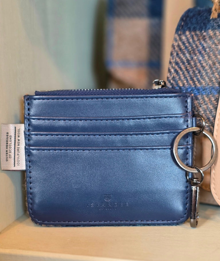 The Card Zip Wallet Navy-Beige Tartan
