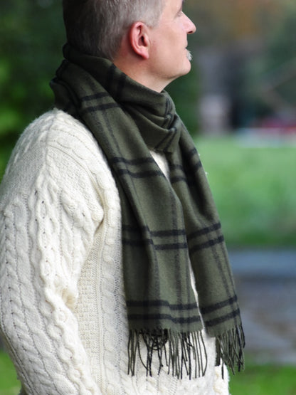 Darwin Olive Plaid Oversized Lambswool Schal