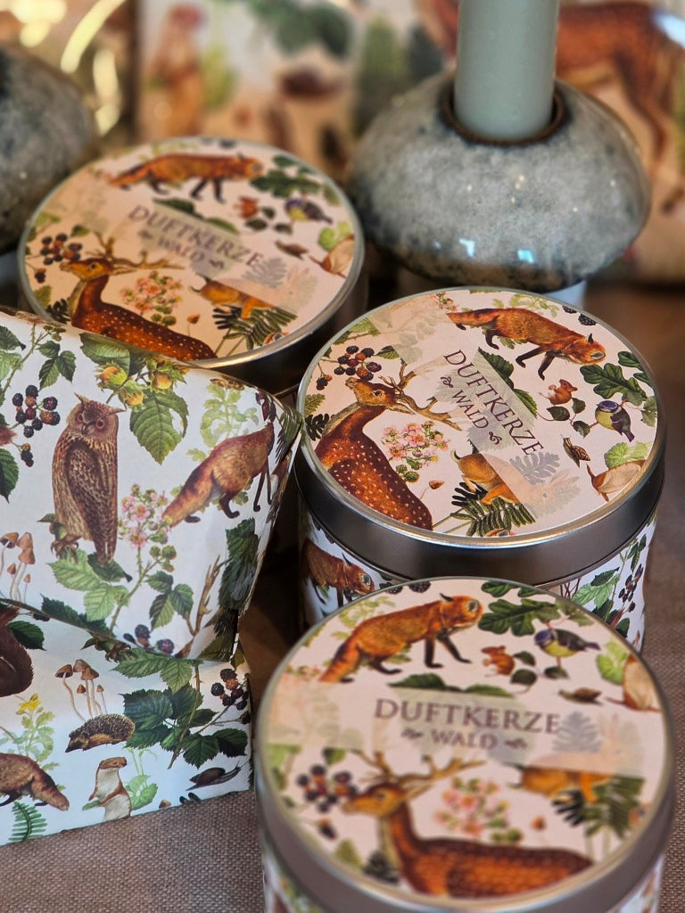 Duftkerze Wald Motiv Waldtiere