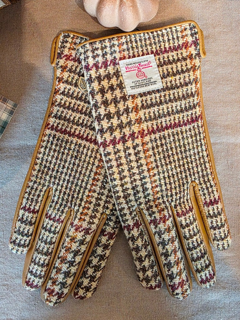 Damenhandschuhe Beige Dogtooth