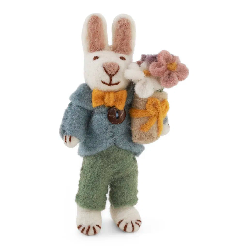 Häschen mit blauer Jacke &amp; Blumenstrauß