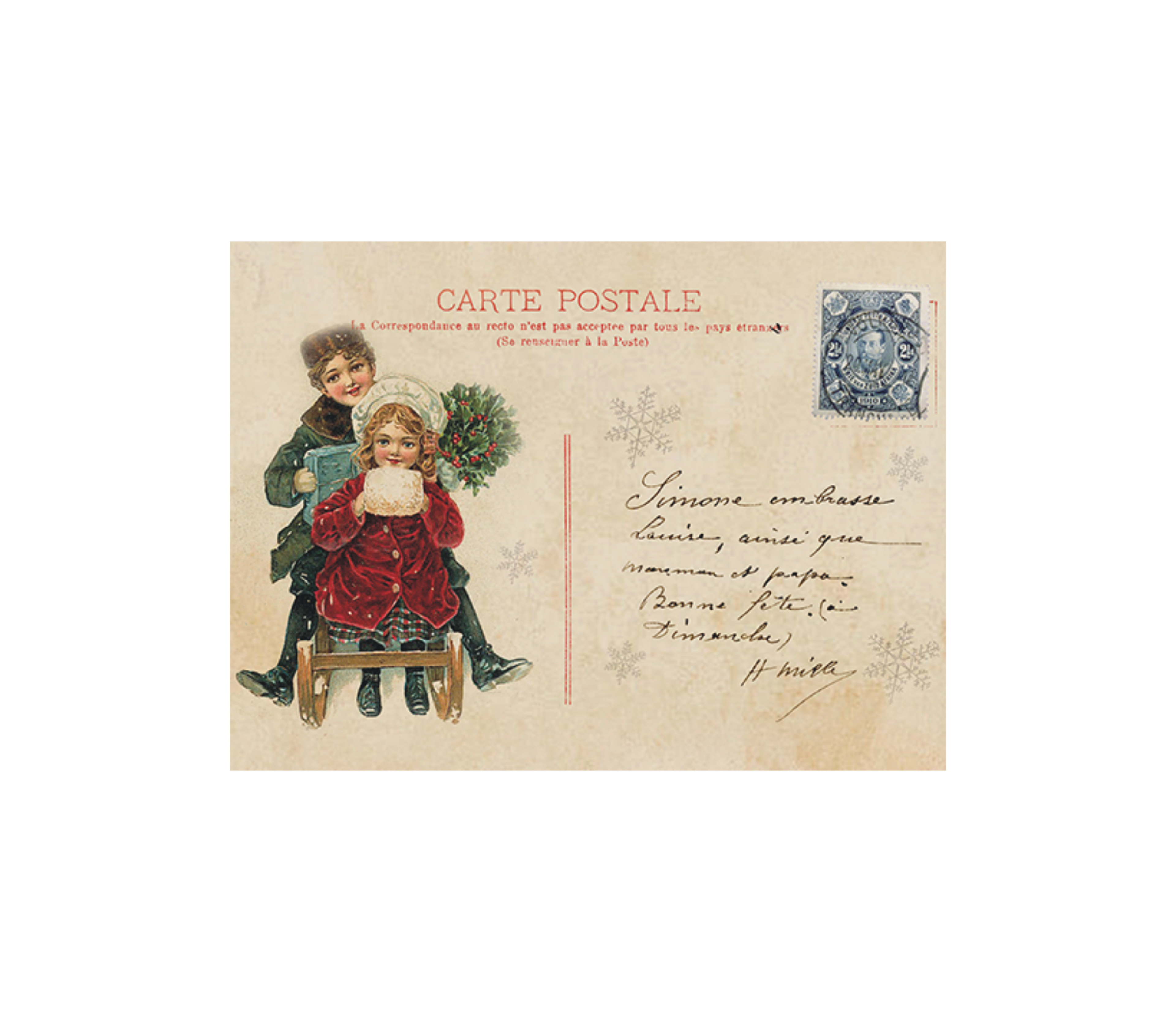 Kleine Doppelkarte mit Kuvert Nostalgische Weihnachten