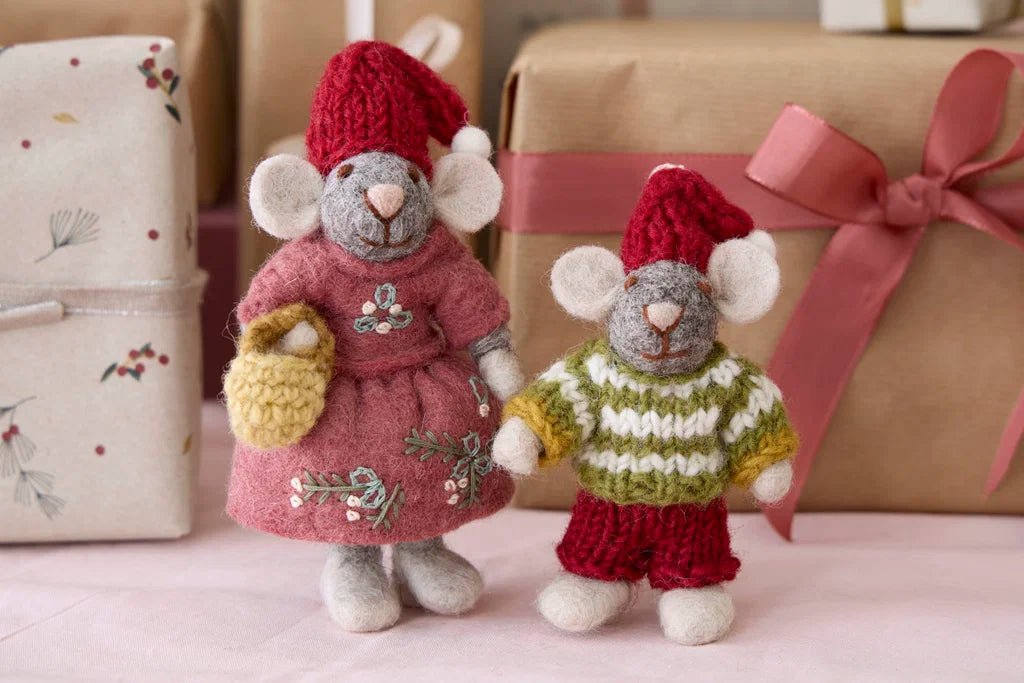 Weihnachtsmaus mit Handtasche – Rosa