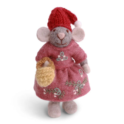 Weihnachtsmaus mit Handtasche – Rosa