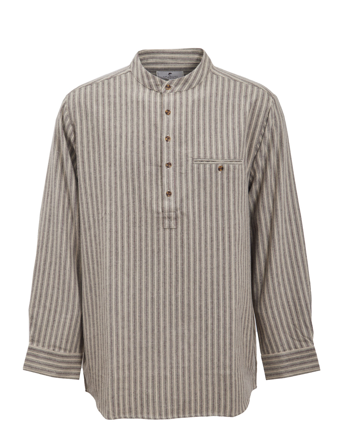 Flanell Grandfather Shirt mit Stehkragen