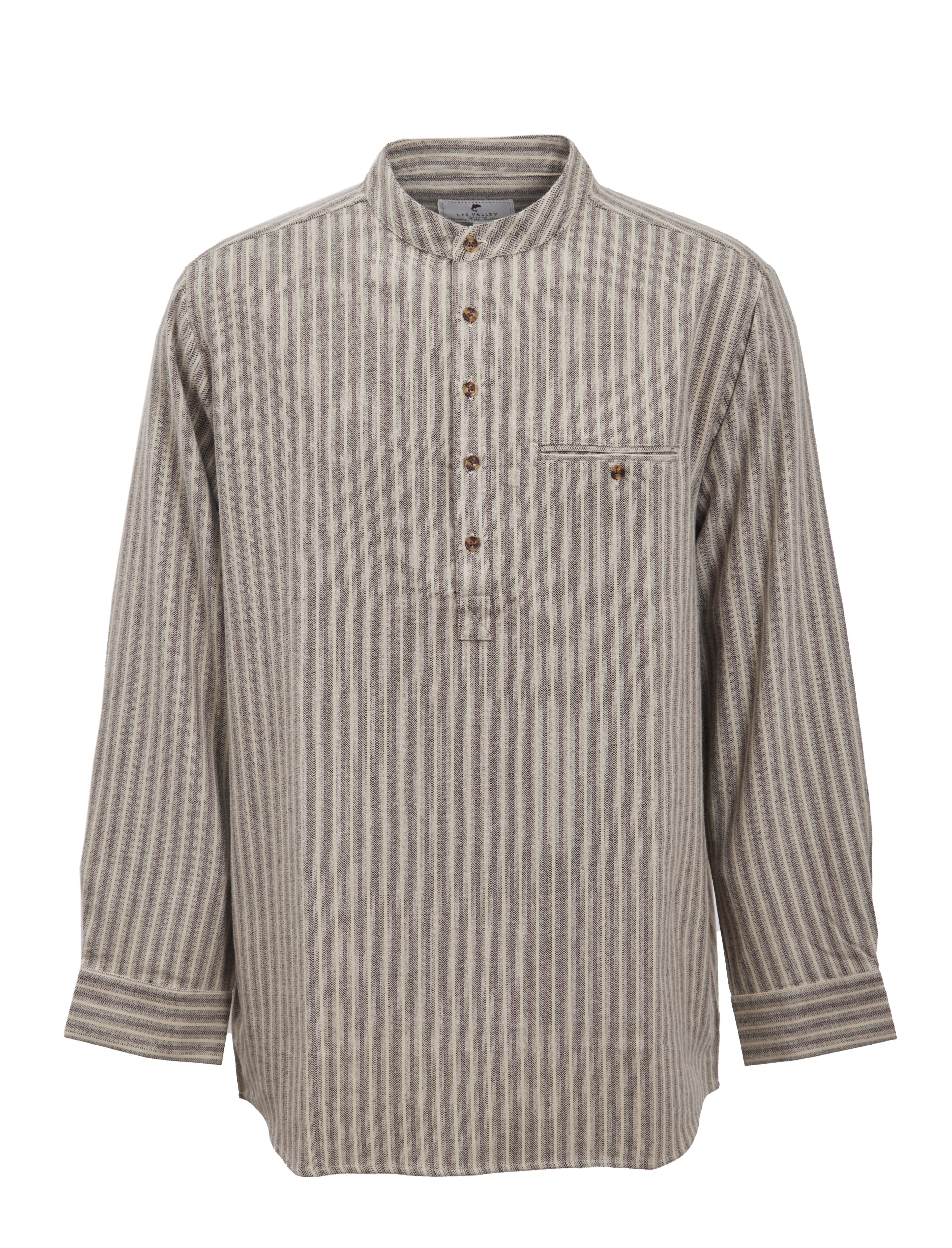 Flanell Grandfather Shirt mit Stehkragen