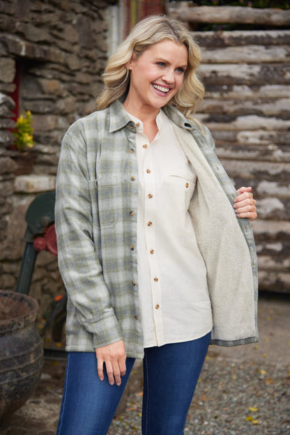 Flanellhemd mit Fleecefutter – Moss Green Plaid