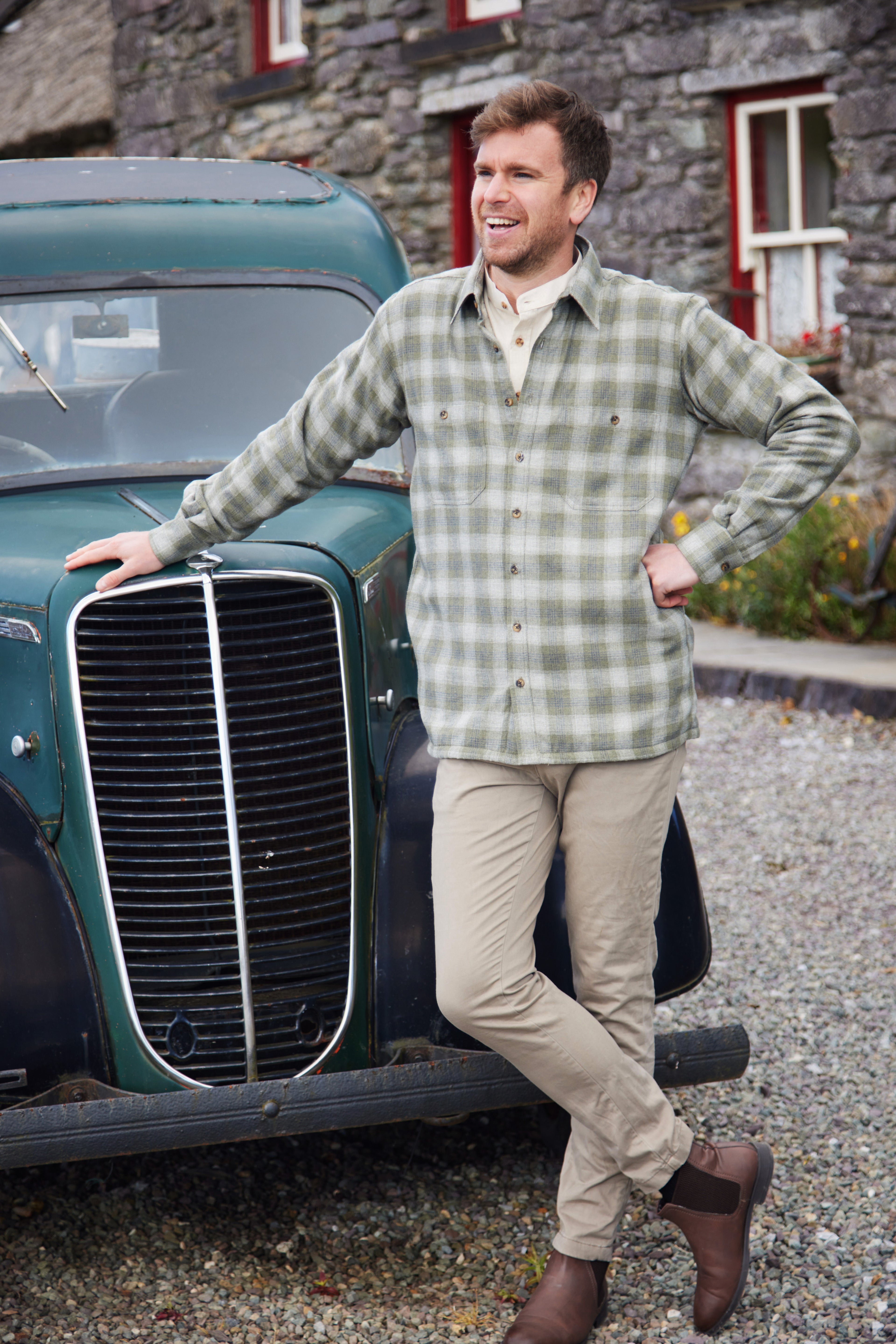 Flanellhemd mit Fleecefutter – Moss Green Plaid