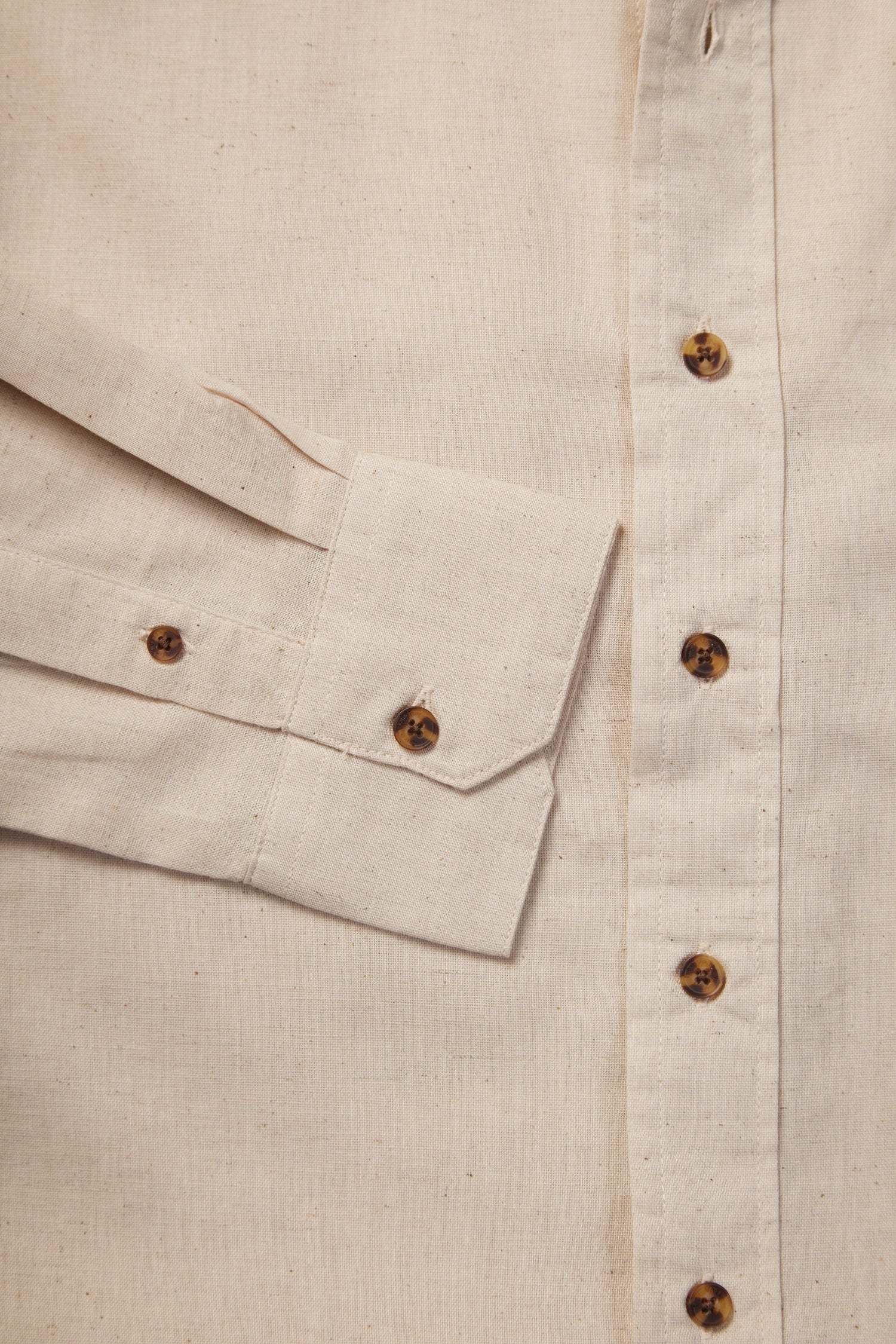 Leinenhemd mit Stehkragen Natural Beige