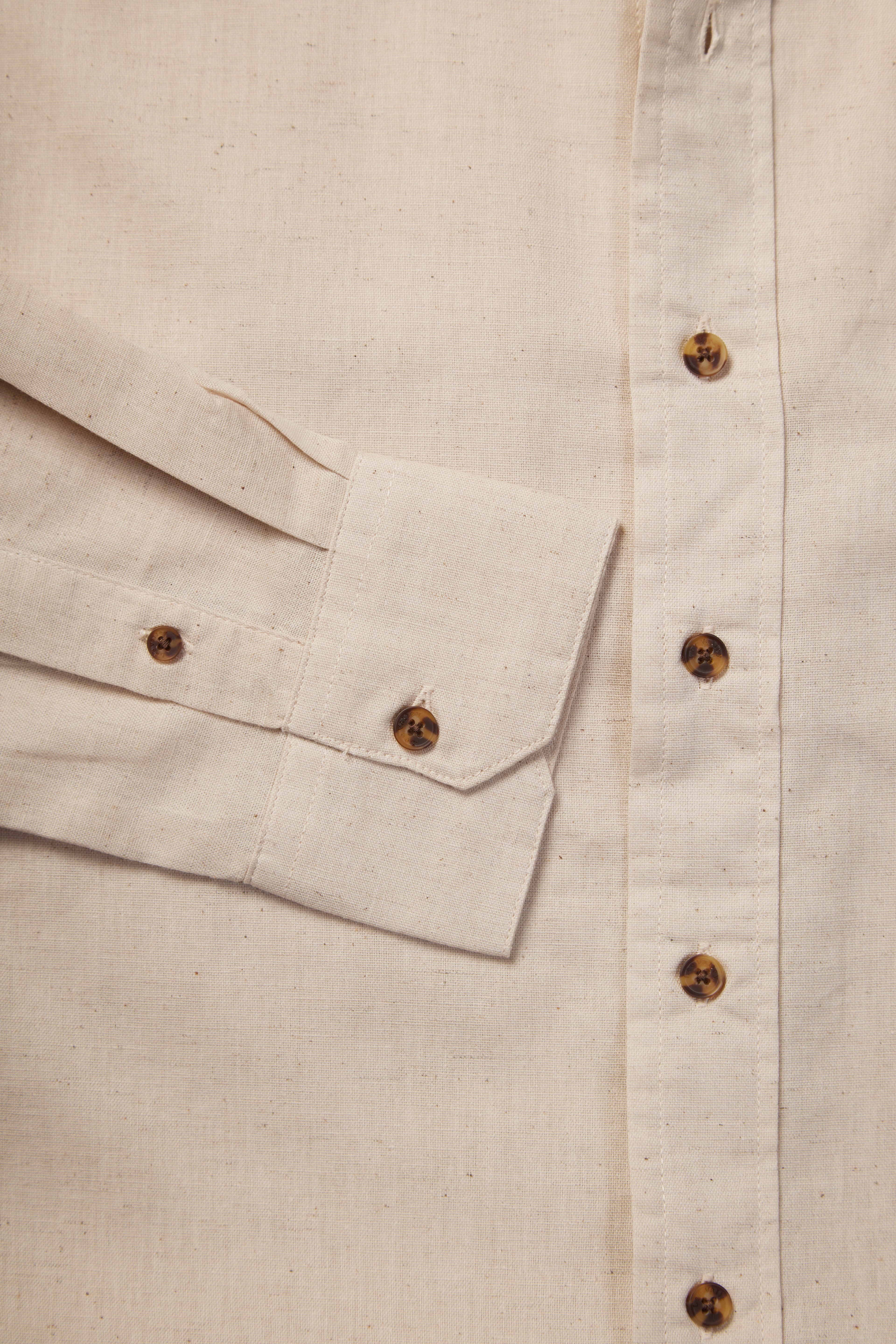 Leinenhemd mit Stehkragen Natural Beige