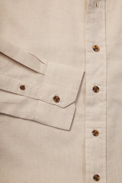 Leinenhemd mit Stehkragen Natural Beige