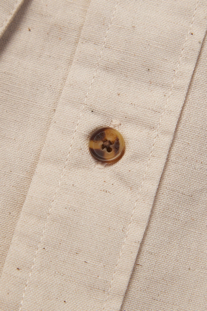 Leinenhemd mit Stehkragen Natural Beige