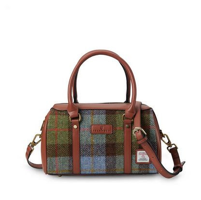 The Medium Duffel Bag Chestnut and Blue Tartan