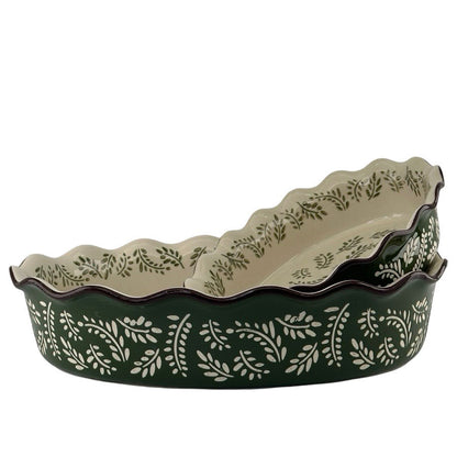 Ofenschale Blattdekor oval 2er Set