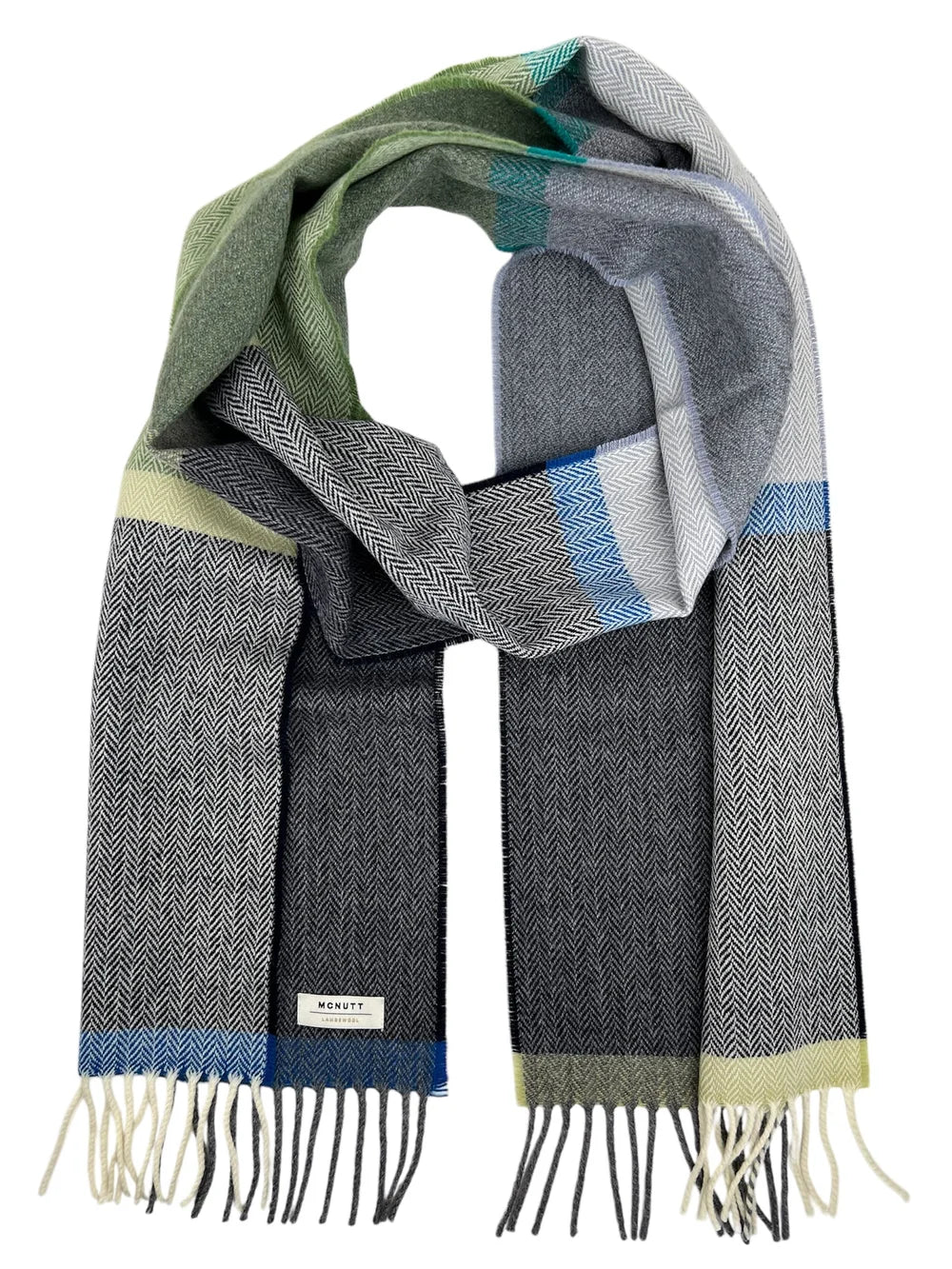 Merino Lambswool Schal Navy &amp; Smoke Check