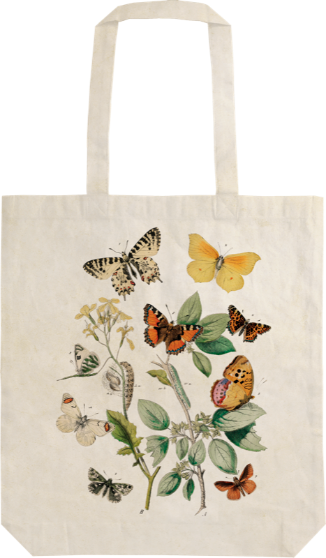 Stofftasche mit Vintagedruck Butterflies