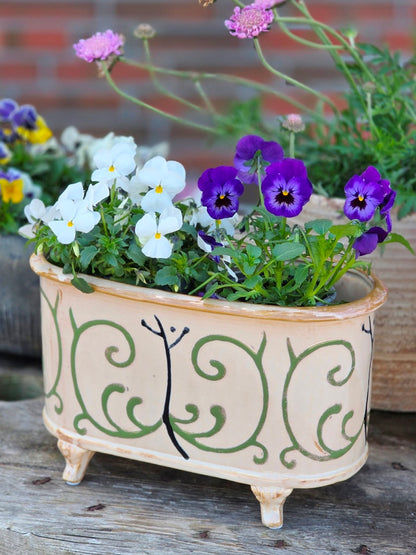 Planter Tips Swirl – handbemalter Topf auf Fuß